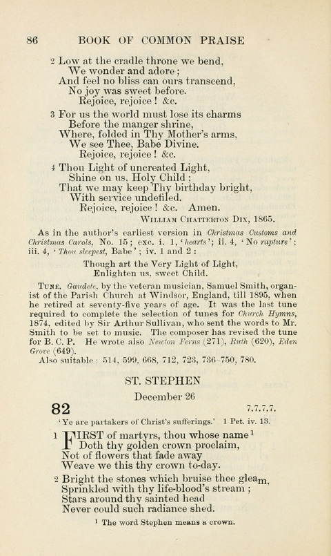 The Book of Common Praise: being the Hymn Book of the Church of England in Canada. Annotated edition page 86