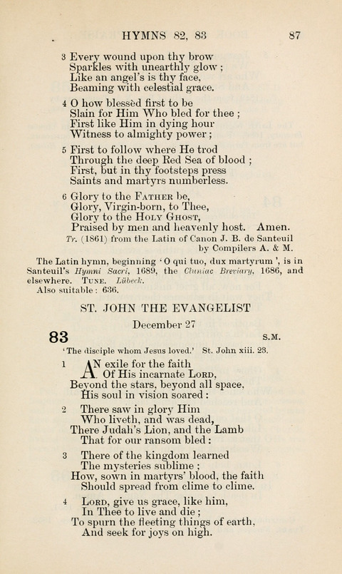 The Book of Common Praise: being the Hymn Book of the Church of England in Canada. Annotated edition page 87