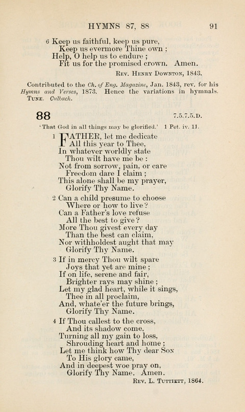 The Book of Common Praise: being the Hymn Book of the Church of England in Canada. Annotated edition page 91