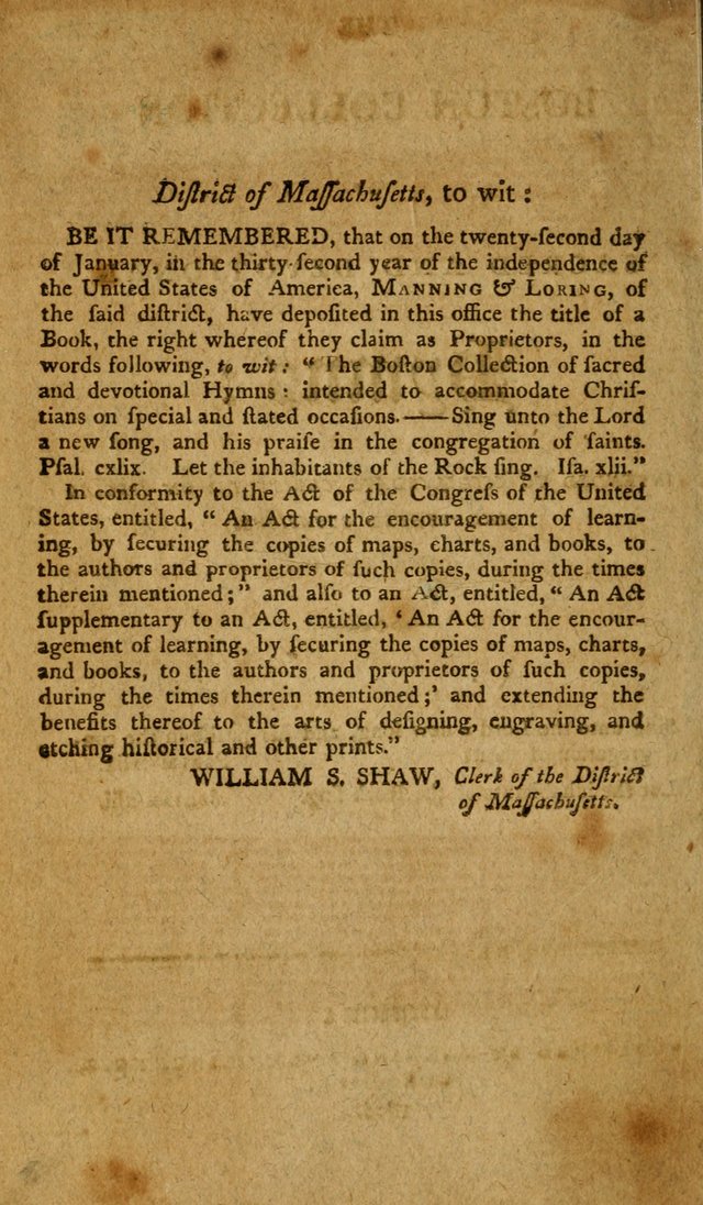 The Boston Collection of Sacred and Devotional Hymns: intended to accommodate Christians on special and stated occasions page 5