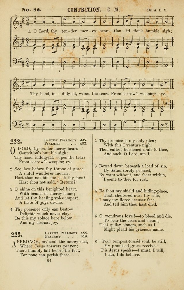 Baptist Chorals: a tune and hymn book designed to promote general congregational singing; containing one hundred and sixty four tunes adapted to about four hundred choice hymns  page 101