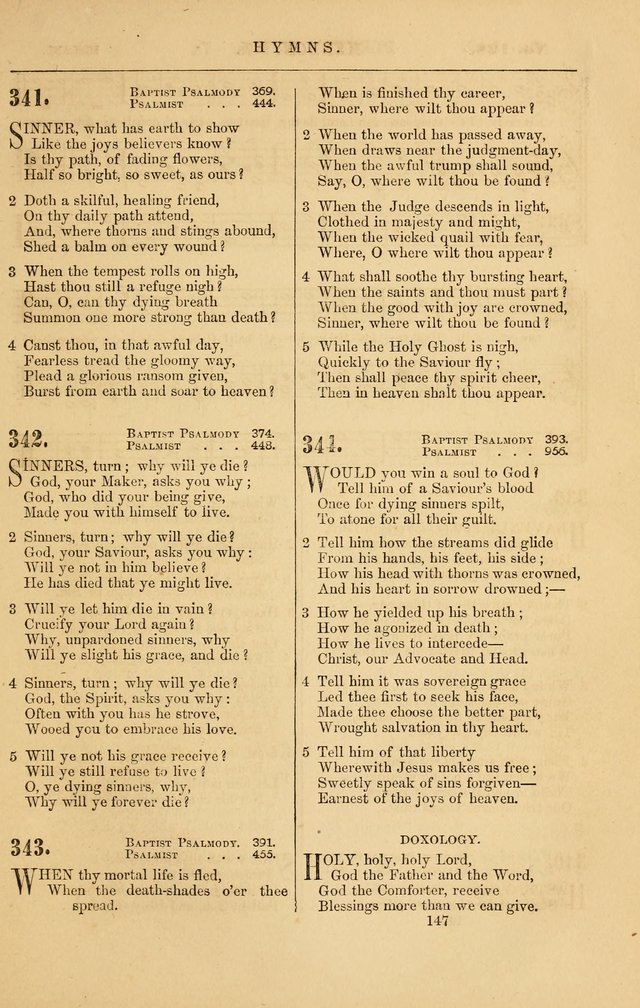 Baptist Chorals: a tune and hymn book designed to promote general congregational singing; containing one hundred and sixty four tunes adapted to about four hundred choice hymns  page 154