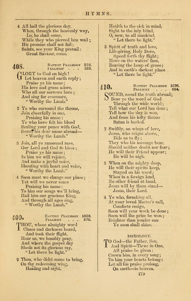 Baptist Chorals: a tune and hymn book designed to promote general congregational singing; containing one hundred and sixty four tunes adapted to about four hundred choice hymns  page 186