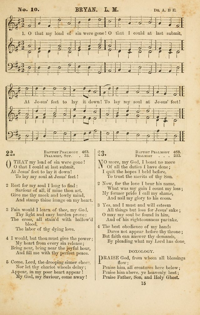 Baptist Chorals: a tune and hymn book designed to promote general congregational singing; containing one hundred and sixty four tunes adapted to about four hundred choice hymns  page 22