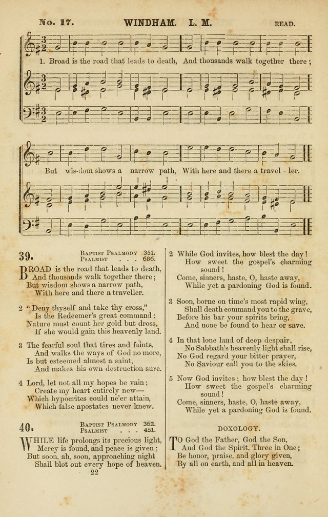 Baptist Chorals: a tune and hymn book designed to promote general congregational singing; containing one hundred and sixty four tunes adapted to about four hundred choice hymns  page 29