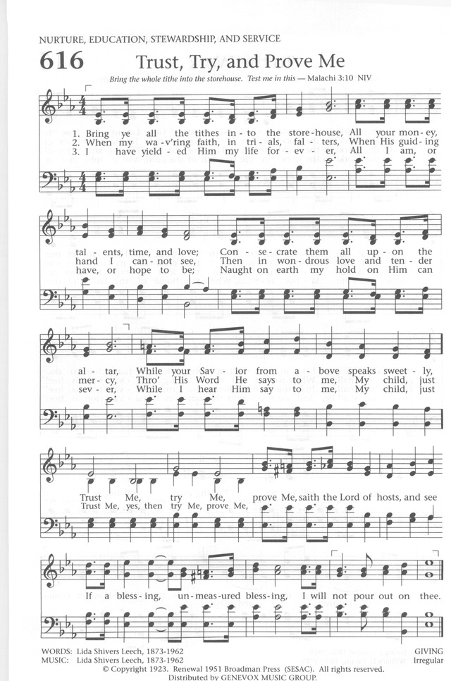 Baptist Hymnal 1991 page 550