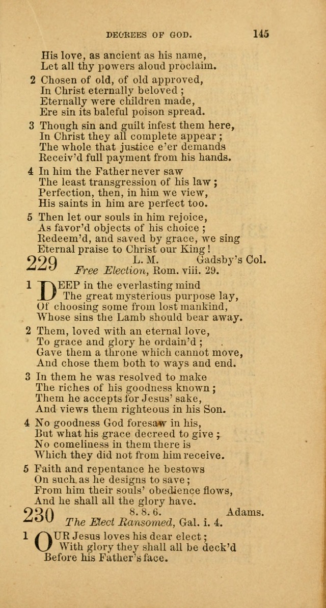 The Baptist Hymn Book: comprising a large and choice collection of psalms, hymns and spiritual songs, adapted to the faith and order of the Old School, or Primitive Baptists (2nd stereotype Ed.) page 145