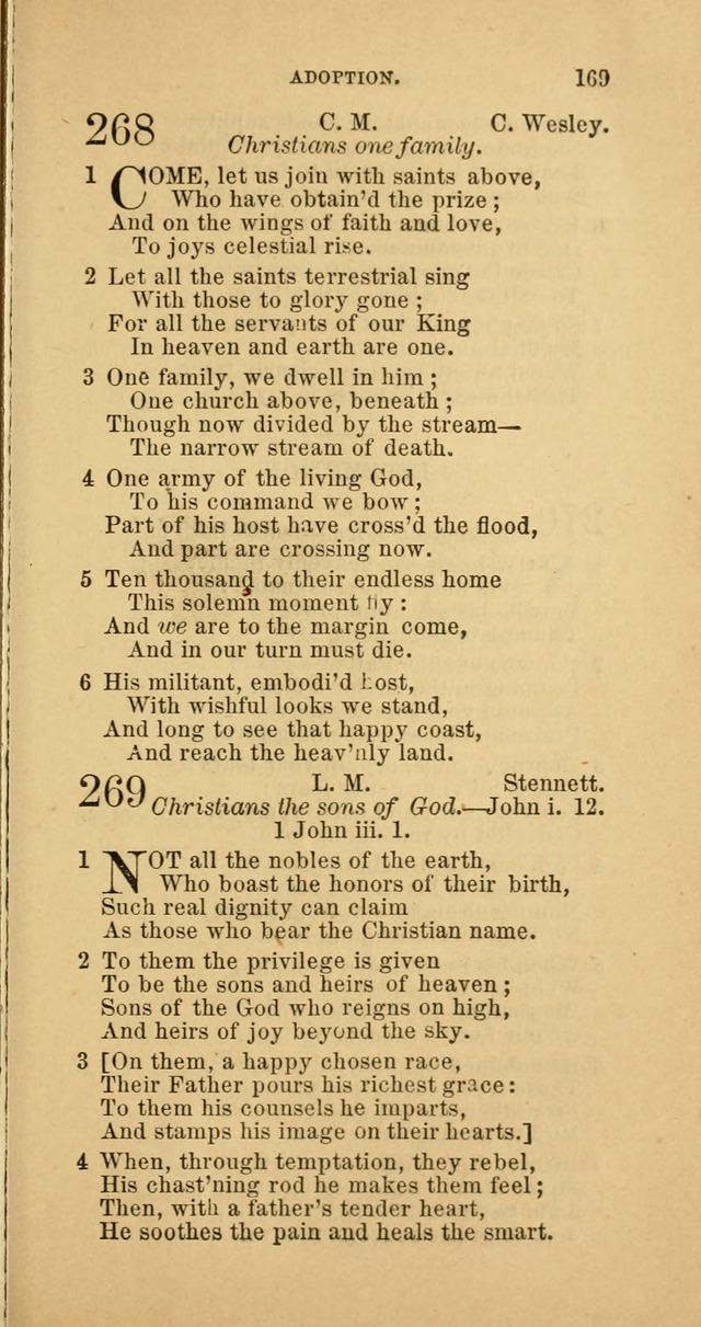 The Baptist Hymn Book: comprising a large and choice collection of psalms, hymns and spiritual songs, adapted to the faith and order of the Old School, or Primitive Baptists (2nd stereotype Ed.) page 169