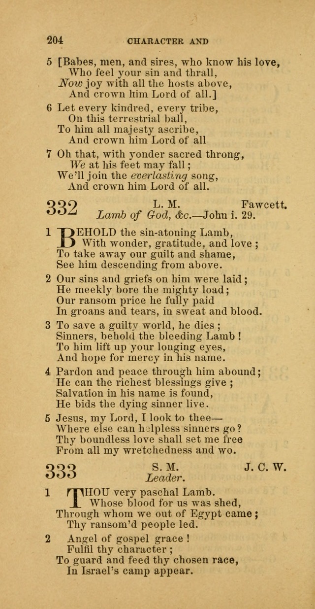 The Baptist Hymn Book: comprising a large and choice collection of psalms, hymns and spiritual songs, adapted to the faith and order of the Old School, or Primitive Baptists (2nd stereotype Ed.) page 204