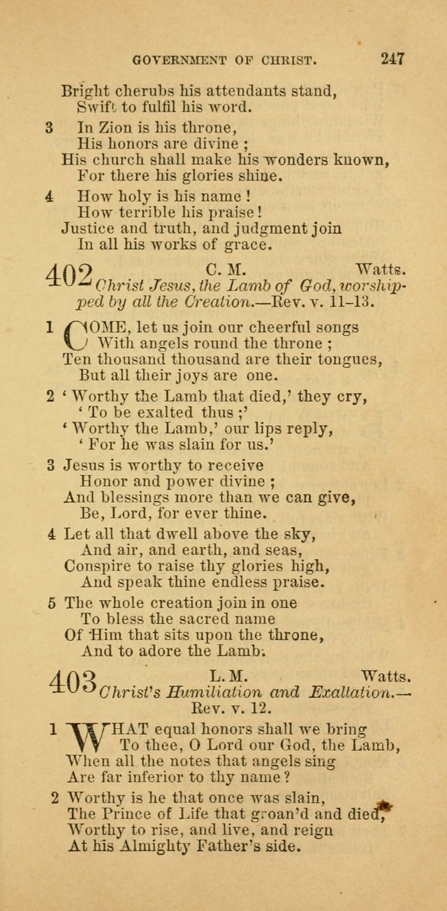 The Baptist Hymn Book: comprising a large and choice collection of psalms, hymns and spiritual songs, adapted to the faith and order of the Old School, or Primitive Baptists (2nd stereotype Ed.) page 247