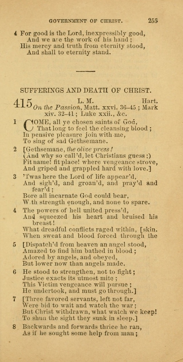 The Baptist Hymn Book: comprising a large and choice collection of psalms, hymns and spiritual songs, adapted to the faith and order of the Old School, or Primitive Baptists (2nd stereotype Ed.) page 255