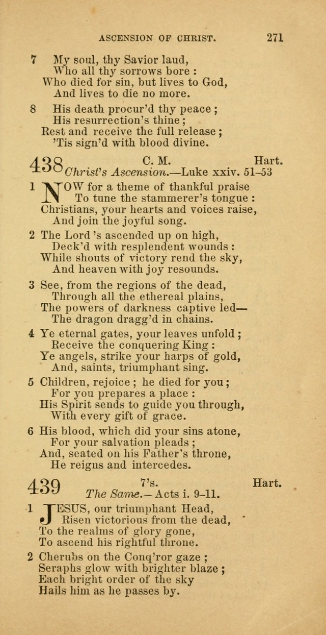 The Baptist Hymn Book: comprising a large and choice collection of psalms, hymns and spiritual songs, adapted to the faith and order of the Old School, or Primitive Baptists (2nd stereotype Ed.) page 271