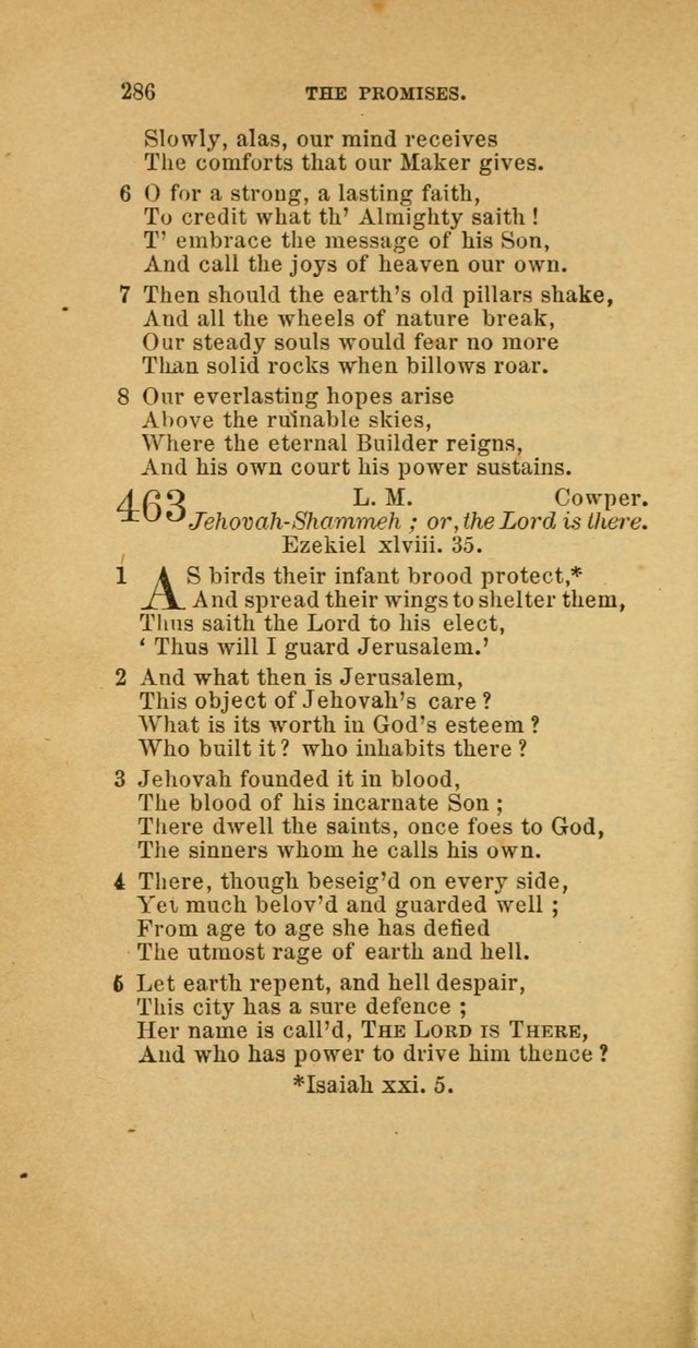 The Baptist Hymn Book: comprising a large and choice collection of psalms, hymns and spiritual songs, adapted to the faith and order of the Old School, or Primitive Baptists (2nd stereotype Ed.) page 286