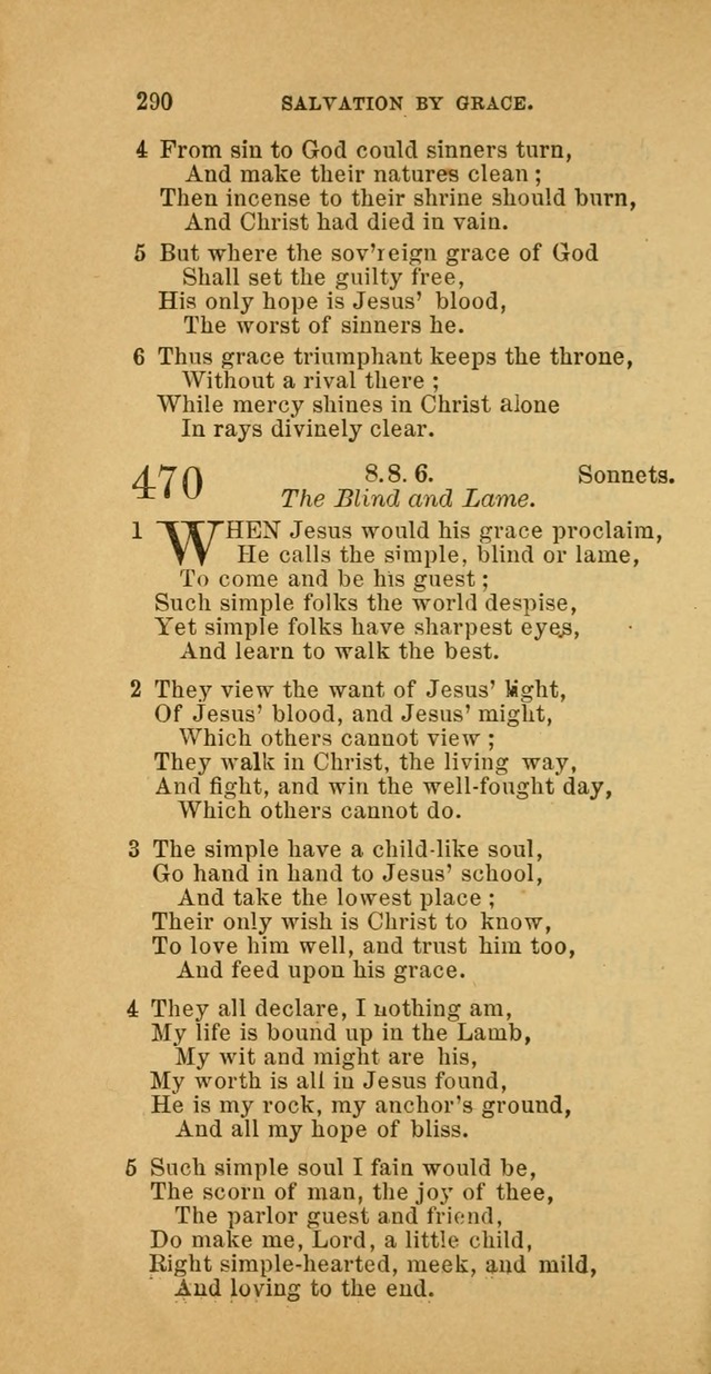 The Baptist Hymn Book: comprising a large and choice collection of psalms, hymns and spiritual songs, adapted to the faith and order of the Old School, or Primitive Baptists (2nd stereotype Ed.) page 290