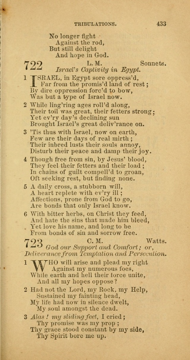 The Baptist Hymn Book: comprising a large and choice collection of psalms, hymns and spiritual songs, adapted to the faith and order of the Old School, or Primitive Baptists (2nd stereotype Ed.) page 435