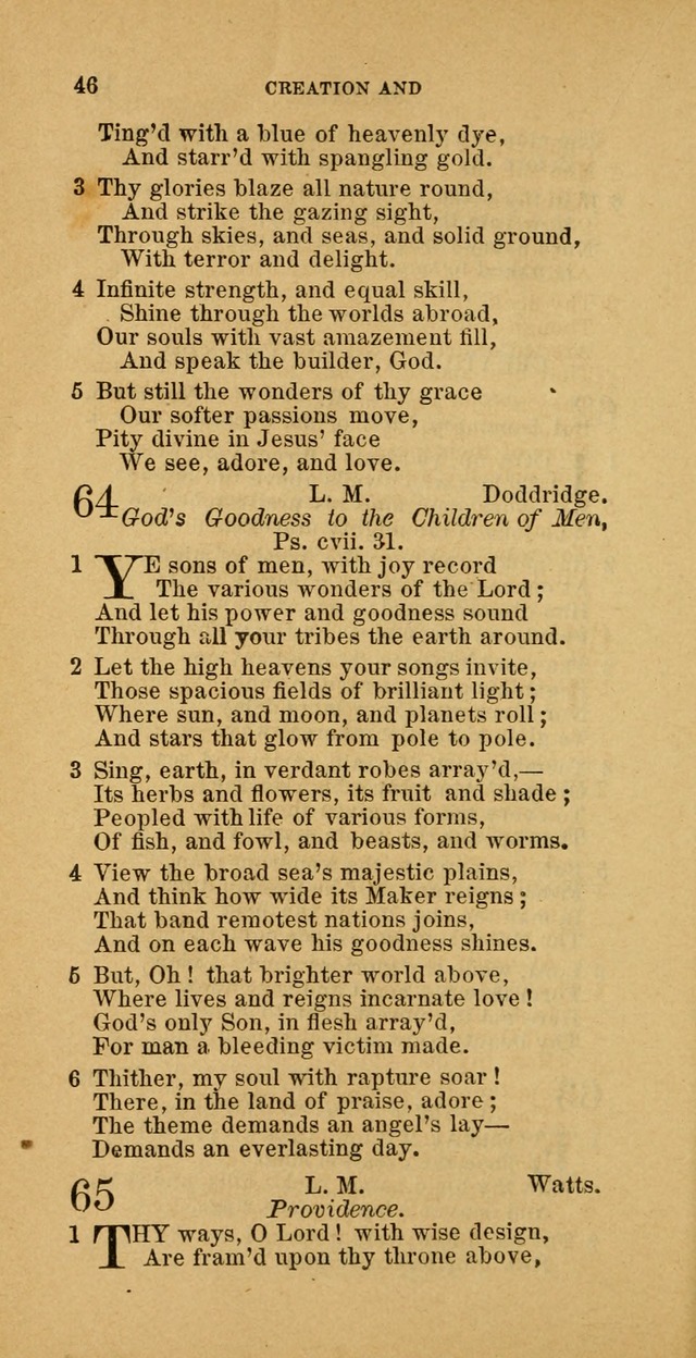 The Baptist Hymn Book: comprising a large and choice collection of psalms, hymns and spiritual songs, adapted to the faith and order of the Old School, or Primitive Baptists (2nd stereotype Ed.) page 46