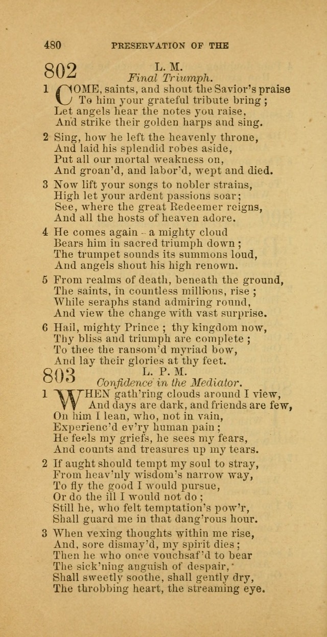 The Baptist Hymn Book: comprising a large and choice collection of psalms, hymns and spiritual songs, adapted to the faith and order of the Old School, or Primitive Baptists (2nd stereotype Ed.) page 482