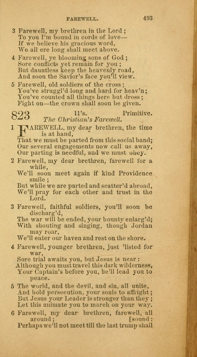 The Baptist Hymn Book: comprising a large and choice collection of psalms, hymns and spiritual songs, adapted to the faith and order of the Old School, or Primitive Baptists (2nd stereotype Ed.) page 495