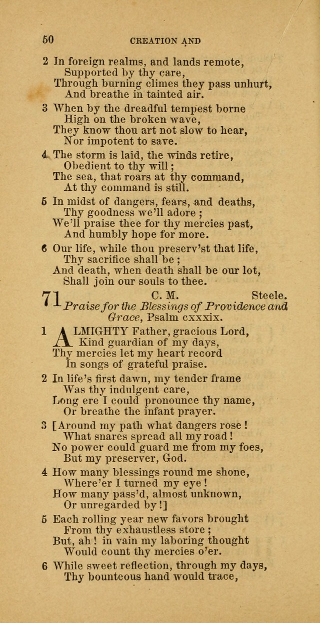 The Baptist Hymn Book: comprising a large and choice collection of psalms, hymns and spiritual songs, adapted to the faith and order of the Old School, or Primitive Baptists (2nd stereotype Ed.) page 50