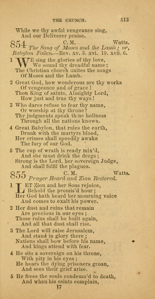 The Baptist Hymn Book: comprising a large and choice collection of psalms, hymns and spiritual songs, adapted to the faith and order of the Old School, or Primitive Baptists (2nd stereotype Ed.) page 515