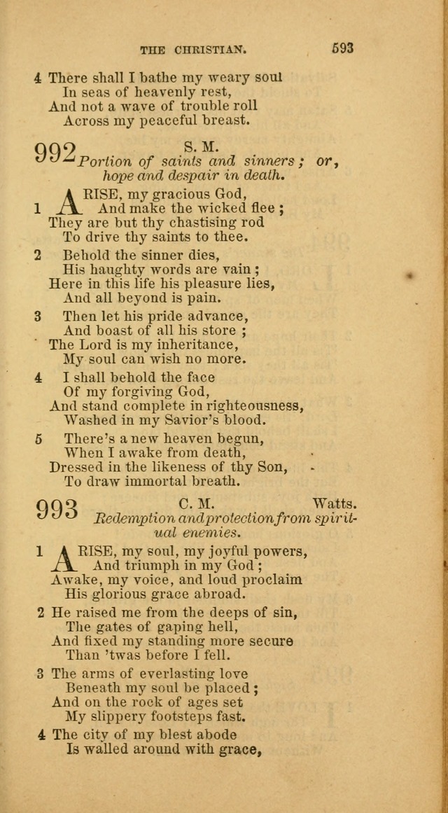 The Baptist Hymn Book: comprising a large and choice collection of psalms, hymns and spiritual songs, adapted to the faith and order of the Old School, or Primitive Baptists (2nd stereotype Ed.) page 595