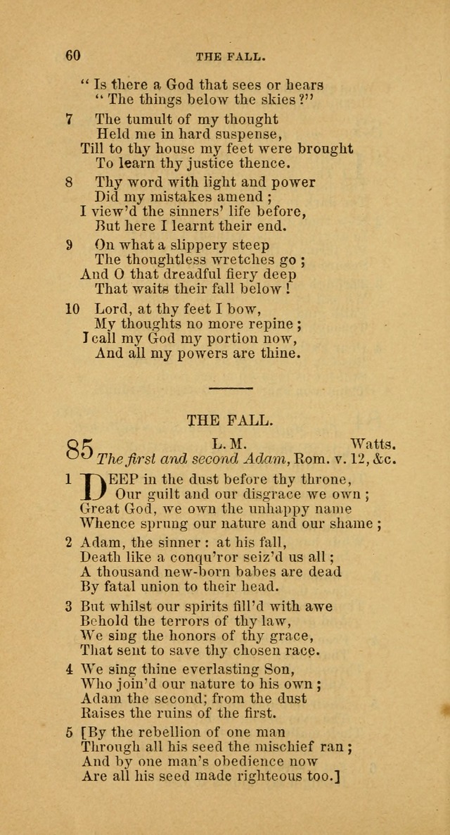 The Baptist Hymn Book: comprising a large and choice collection of psalms, hymns and spiritual songs, adapted to the faith and order of the Old School, or Primitive Baptists (2nd stereotype Ed.) page 60