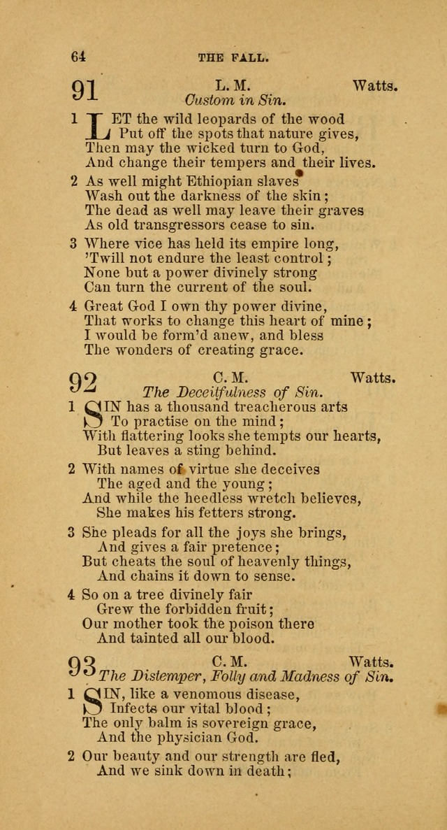 The Baptist Hymn Book: comprising a large and choice collection of psalms, hymns and spiritual songs, adapted to the faith and order of the Old School, or Primitive Baptists (2nd stereotype Ed.) page 64