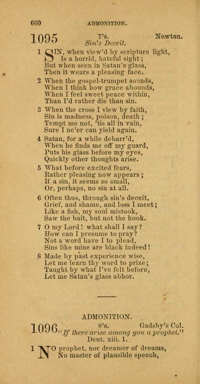 The Baptist Hymn Book: comprising a large and choice collection of psalms, hymns and spiritual songs, adapted to the faith and order of the Old School, or Primitive Baptists (2nd stereotype Ed.) page 662