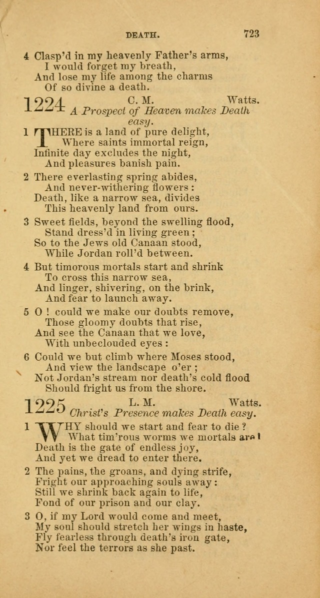 The Baptist Hymn Book: comprising a large and choice collection of psalms, hymns and spiritual songs, adapted to the faith and order of the Old School, or Primitive Baptists (2nd stereotype Ed.) page 725