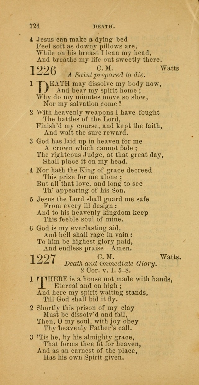 The Baptist Hymn Book: comprising a large and choice collection of psalms, hymns and spiritual songs, adapted to the faith and order of the Old School, or Primitive Baptists (2nd stereotype Ed.) page 726