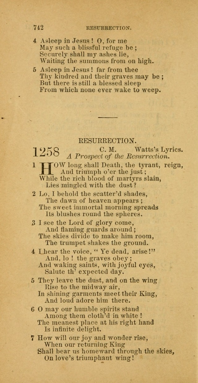 The Baptist Hymn Book: comprising a large and choice collection of psalms, hymns and spiritual songs, adapted to the faith and order of the Old School, or Primitive Baptists (2nd stereotype Ed.) page 746