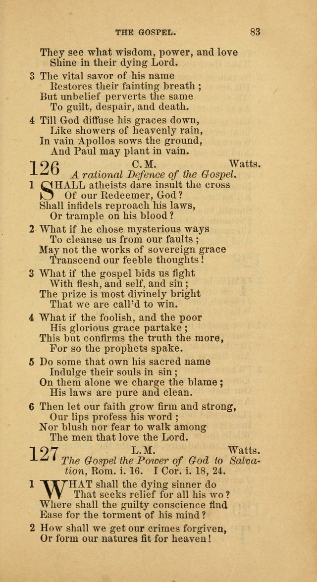 The Baptist Hymn Book: comprising a large and choice collection of psalms, hymns and spiritual songs, adapted to the faith and order of the Old School, or Primitive Baptists (2nd stereotype Ed.) page 83