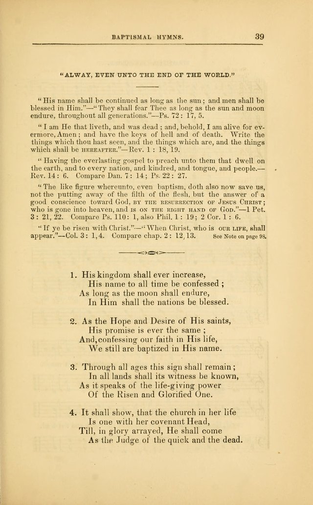 Baptismal Harmonies: or, Baptismal Hymns: prepared with special reference to the design and singifcancy of the ordinance, in its relation to the work of Christ and the experience and profession of... page 40