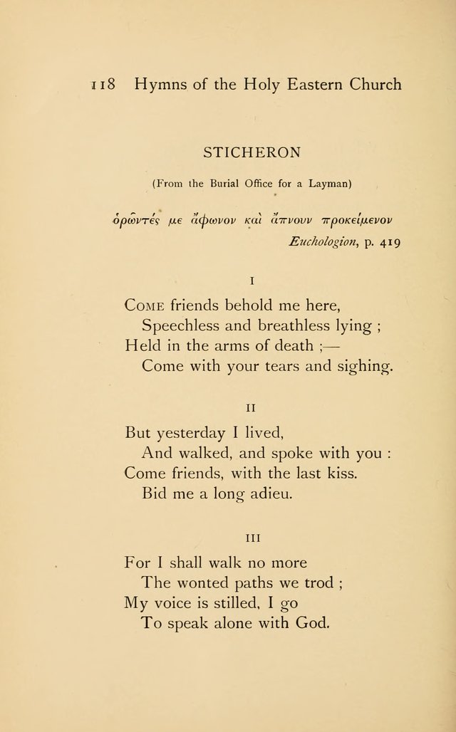 Hymns of the Holy Eastern Church: translated from the service books with introductory chapters on the history, doctrine, and worship of the church page 118