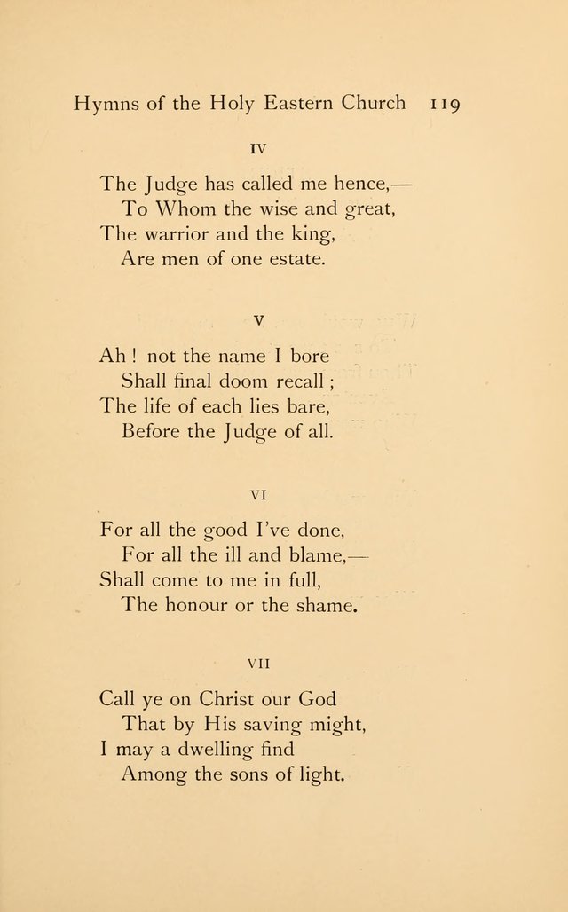 Hymns of the Holy Eastern Church: translated from the service books with introductory chapters on the history, doctrine, and worship of the church page 119