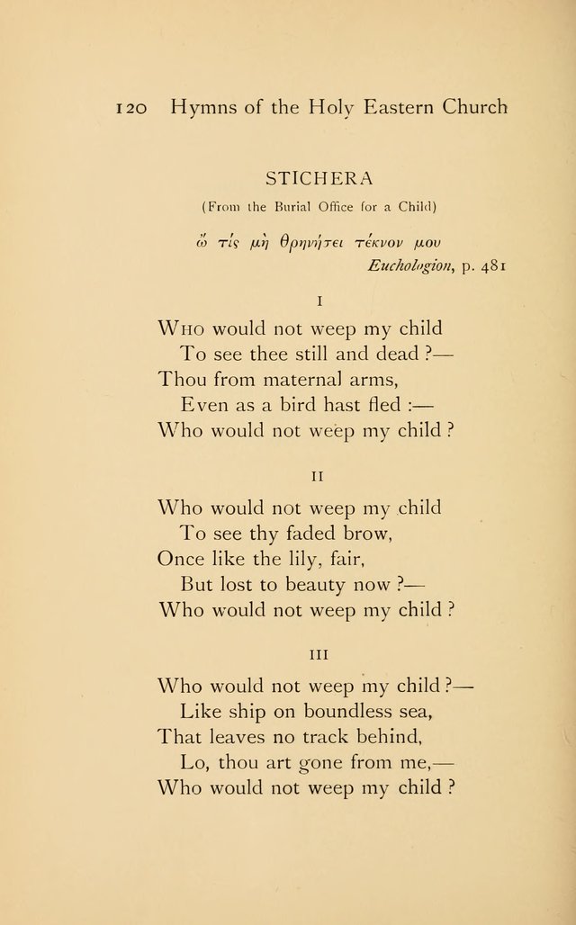 Hymns of the Holy Eastern Church: translated from the service books with introductory chapters on the history, doctrine, and worship of the church page 120
