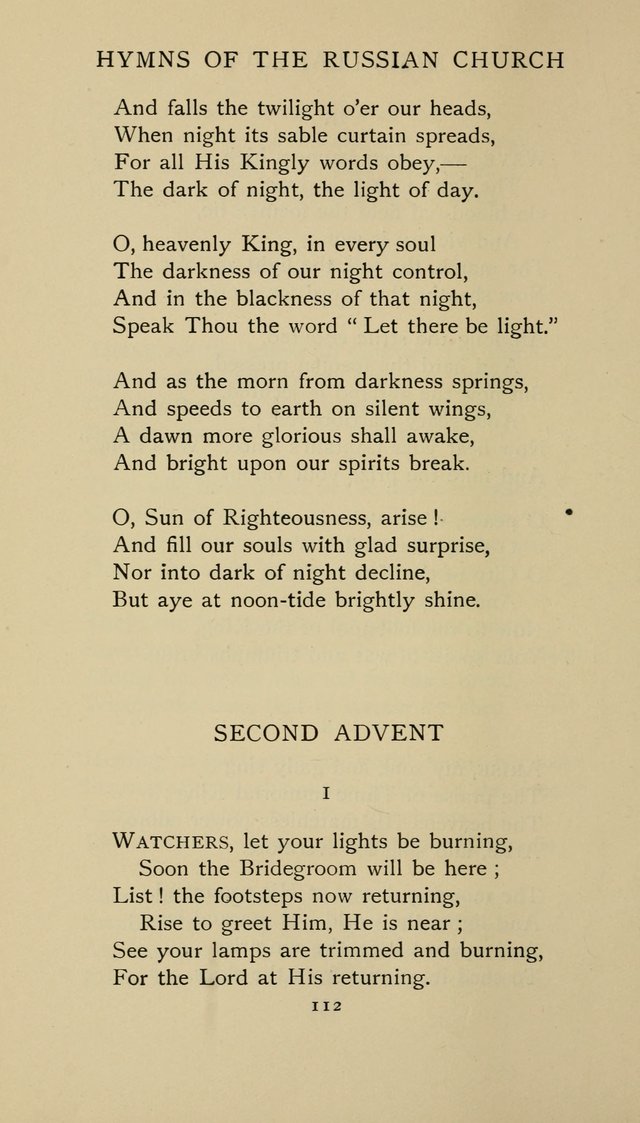 Hymns of the Russian Church: being translations, centos, and suggestions from the Greek office books with an introduction page 112