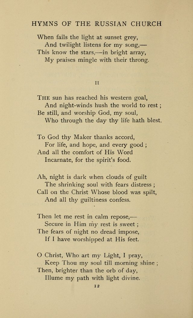 Hymns of the Russian Church: being translations, centos, and suggestions from the Greek office books with an introduction page 12