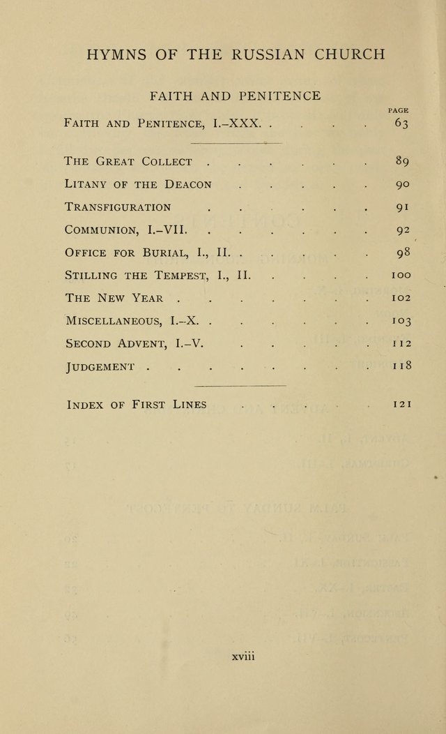 Hymns of the Russian Church: being translations, centos, and suggestions from the Greek office books with an introduction page xxii