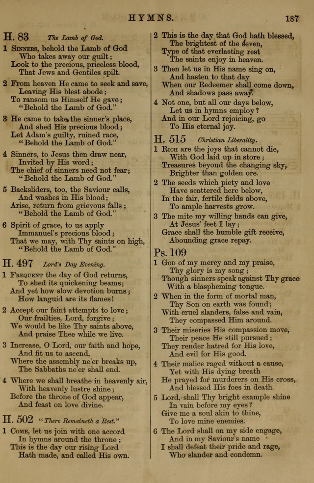 Book of Hymns and Tunes, comprising the psalms and hymns for the worship of God, approved by the general assembly of 1866, arranged with appropriate tunes... by authority of the assembly of 1873 page 185