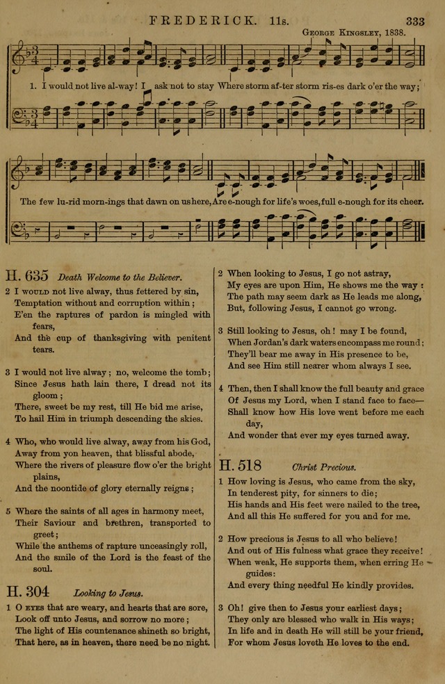 Book of Hymns and Tunes, comprising the psalms and hymns for the worship of God, approved by the general assembly of 1866, arranged with appropriate tunes... by authority of the assembly of 1873 page 331