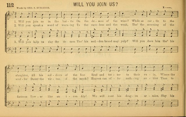 Bugle Notes for the Temperance Army: a collection of songs, quartettes, and glees, adapted to the use of all temperance gatherings, glee clubs, etc. ... page 113