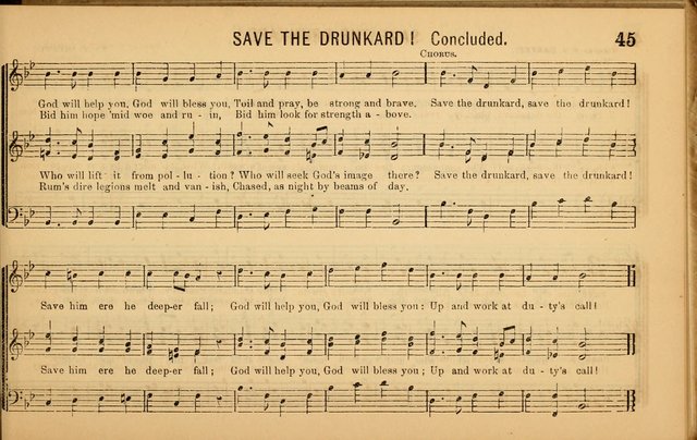 Bugle Notes for the Temperance Army: a collection of songs, quartettes, and glees, adapted to the use of all temperance gatherings, glee clubs, etc. ... page 46