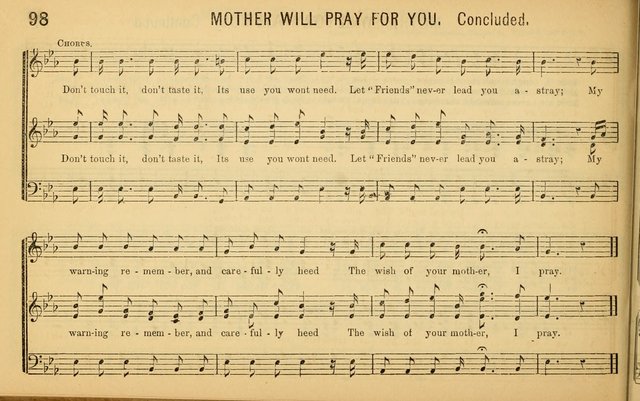 Bugle Notes for the Temperance Army: a collection of songs, quartettes, and glees, adapted to the use of all temperance gatherings, glee clubs, etc. ... page 99