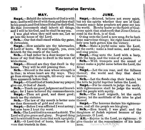 Beautiful Songs; a new and choice collection of songs for the sunday school. Also, a responsive service for each month in the year page 182