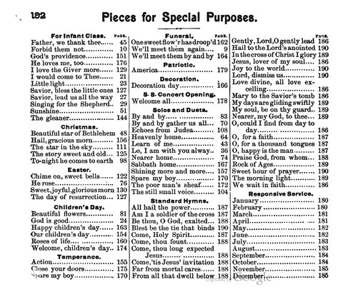 Beautiful Songs; a new and choice collection of songs for the sunday school. Also, a responsive service for each month in the year page 192
