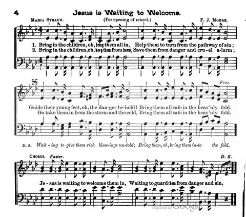 Beautiful Songs; a new and choice collection of songs for the sunday school. Also, a responsive service for each month in the year page 4