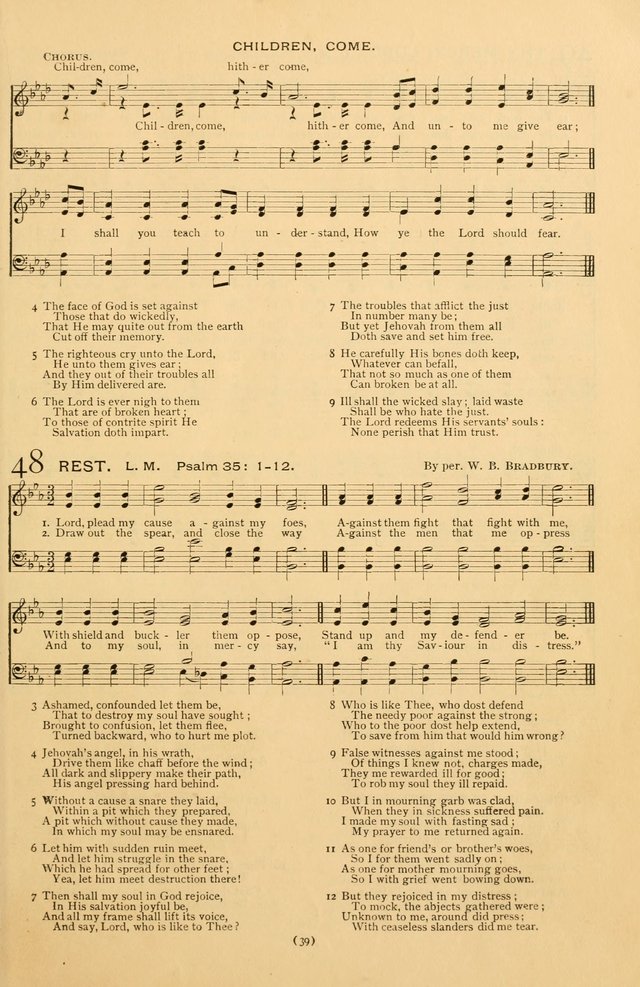 Bible Songs: consisting of selections from the Psalms set to music suitable for Sabbath Schools, prayer meetings, etc. page 39