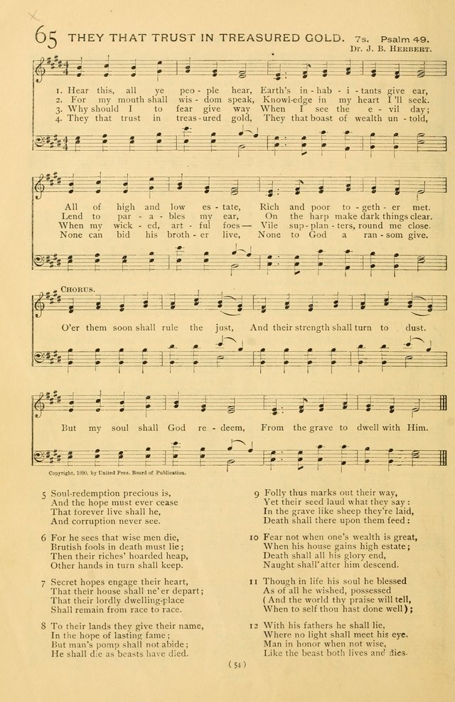 Bible Songs: consisting of selections from the Psalms set to music suitable for Sabbath Schools, prayer meetings, etc. page 54