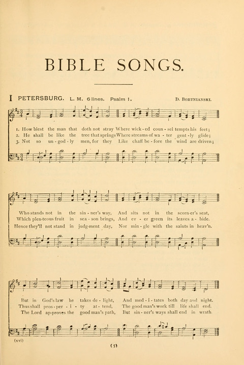 Bible Songs: consisting of selections from the Psalms set to music suitable for Sabbath Schools, prayer meetings, etc. page 1